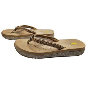 volatile womens leather uppers rhinestone studded pinapple theme sandals.